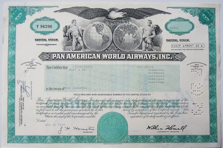 Pan Am Capital stock 1979 share USA