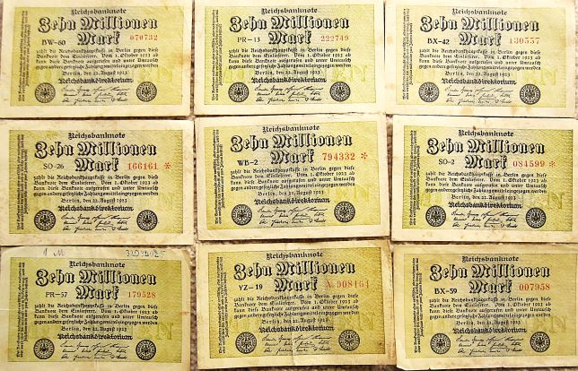 10 Zehn Millionen Mark Reichsbanknote 1923 Berlin Lot