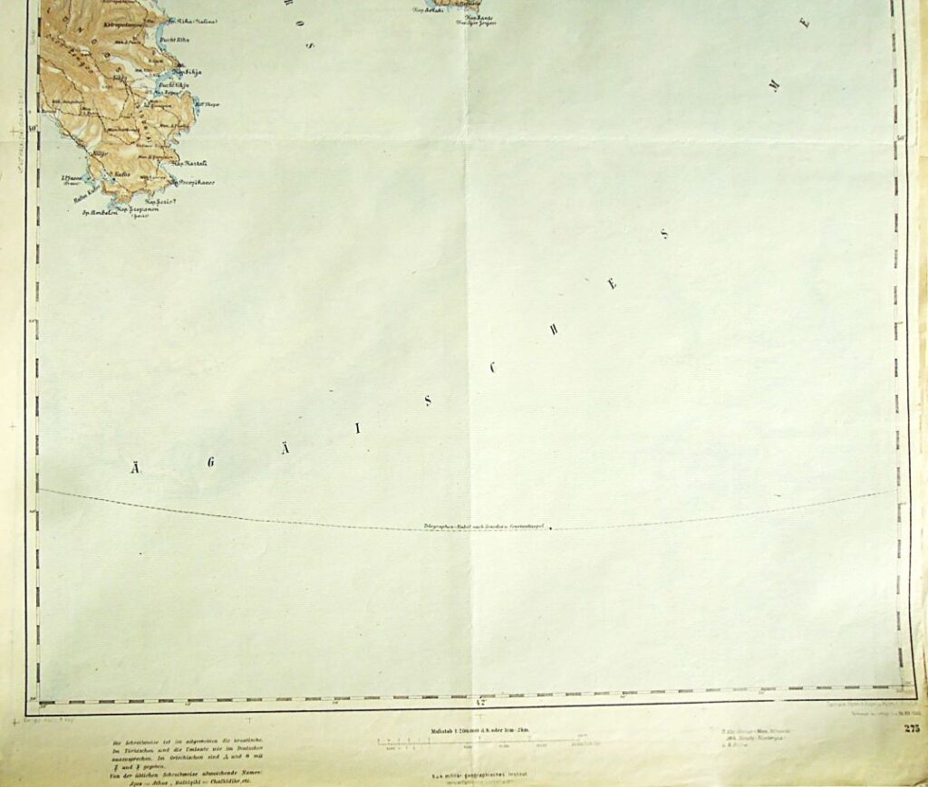 Athos peninsula Chalkidiki Greece old map 1909