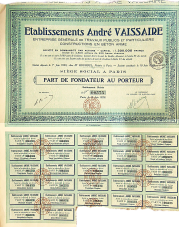 Etablissements André Vaissaire share 1920 Paris