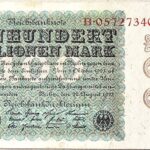 100 Einhundert Millionen Mark 1923 Reichsbanknote Berlin