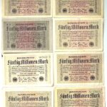 50 Fünfzig Millionen Mark Reichsbanknote 1923 Berlin 8 pcs Lot