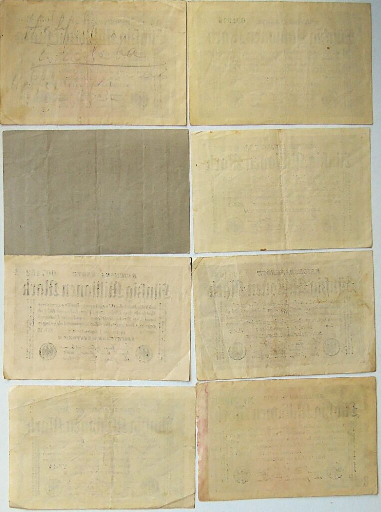 50 Fünfzig Millionen Mark Reichsbanknote 1923 Berlin 8 pcs Lot