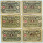 1 Ein Mark Darlehenskassenschein 1920 6pcs Lot Berlin Germany Banknote paper money