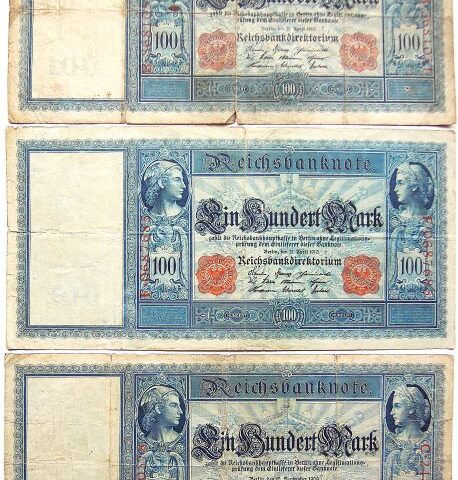 100 Ein Hundert Mark 1909 10 Reichsbanknote Berlin 3 pcs LOT