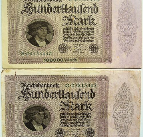 100.000 Hunderttauzend Mark 1923 Reichsbanknote Lot 2 pcs