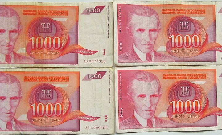 1000 Dinar Jugoslavija 1992 Papiergeld Jugoslawien Paper money Yugoslavia 4 pcs Lot