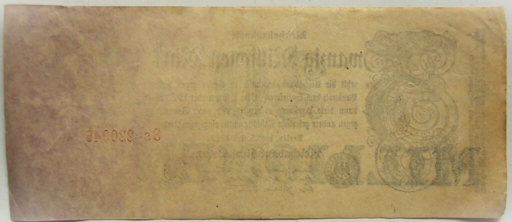 20 Zwanzig Millionen Mark Reichsbanknote Berlin 1923
