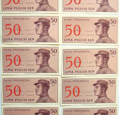 50 Lima Sen 1964 unc Indonesia banknote paper money 10 pcs Lot