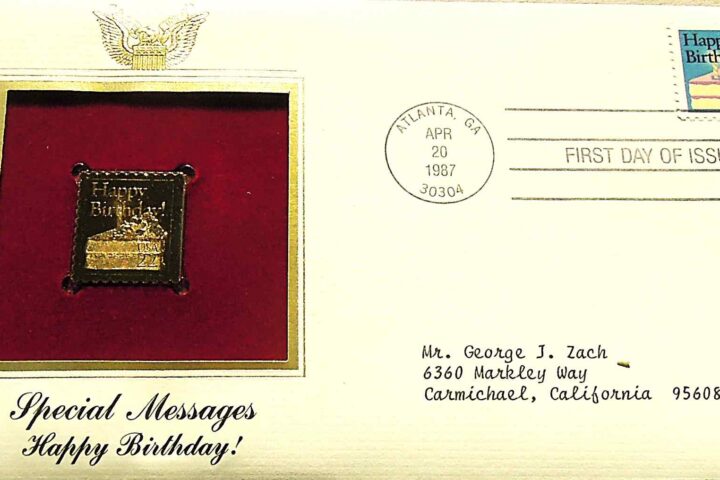 Happy Birthday gold stamp USA