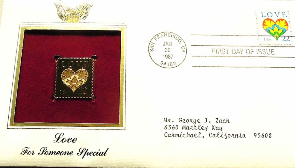 Love gold stamp USA 
